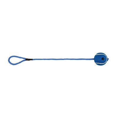 Игрушка для собак Trixie Мяч теннисный на верёвке с ручкой 50 см, d=6 см (цвета в ассортименте) - masterzoo.ua