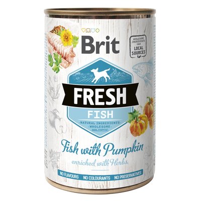 Вологий корм для собак Brit Fresh Fish with Pumpkin 400 г (риба) - masterzoo.ua