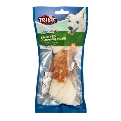 Ласощі для собак Trixie Кістка для чищення зубів з куркою Denta Fun 18 см 120 г - masterzoo.ua
