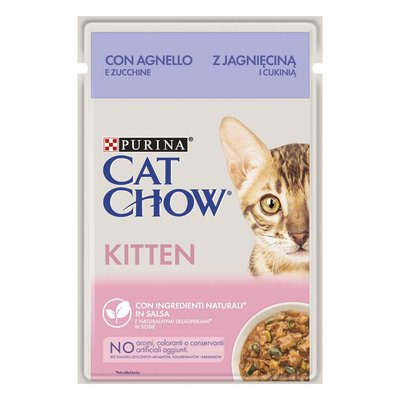 Вологий корм для кошенят Cat Chow Kitten pouch 85 г (ягня та кабачок) - masterzoo.ua
