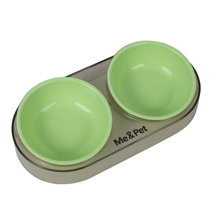 Двойная миска для собак Me&Pet 2х200 мл - зеленый - masterzoo.ua