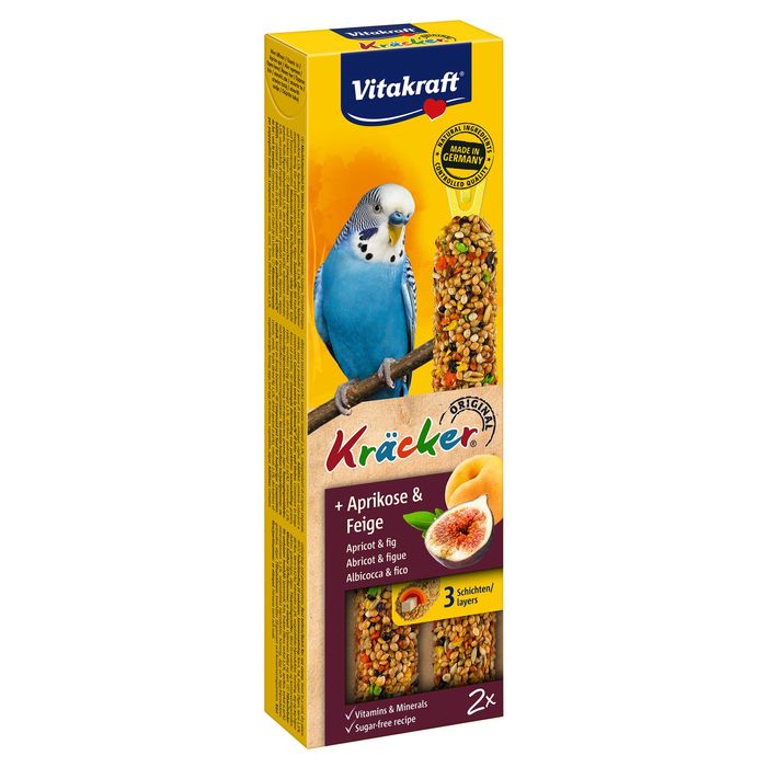 Ласощі для хвилястих папуг Vitakraft «Kracker Original + Apricot & Fig» 60 г / 2 шт. (абрикос та рис) - masterzoo.ua