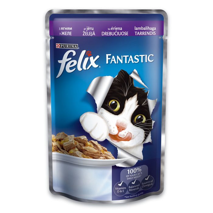 Влажный корм для кошек Felix Fantastic Lamb 100 г - ягненок - masterzoo.ua