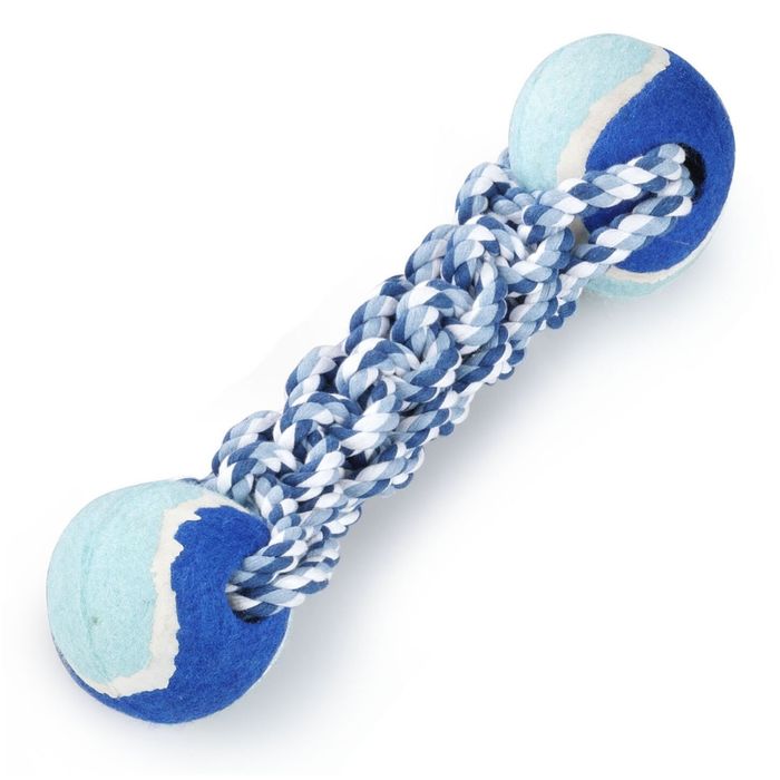 Іграшка для собак Ebi Канат плетений з двома м'ячами 34,5 см (текстиль) - masterzoo.ua