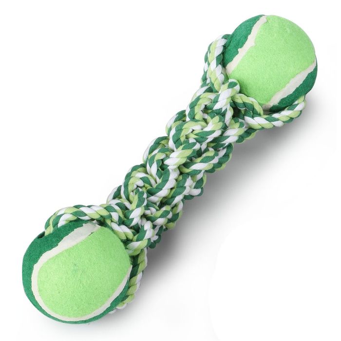 Игрушка для собак Ebi Канат плетеный с двумя мячами 34,5 см (текстиль) - masterzoo.ua