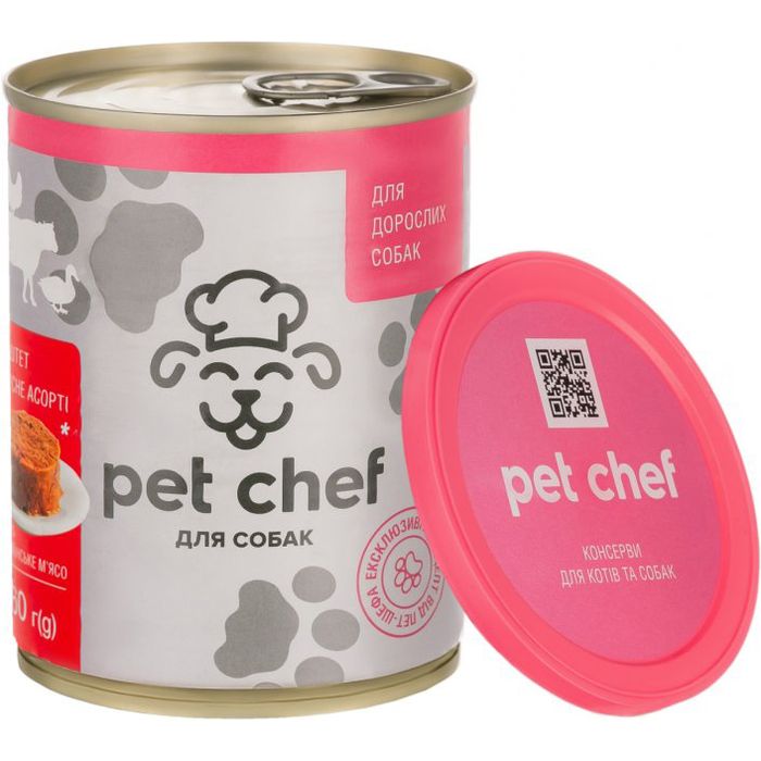 М'ясний паштет для дорослих собак Pet Chef 360 г (м'ясне асорті) - masterzoo.ua