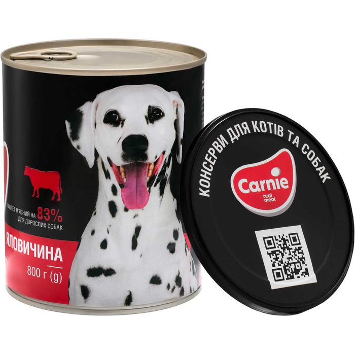 Мясной паштет для взрослых собак с кусочками говядины Carnie 800 г (говядина) - masterzoo.ua