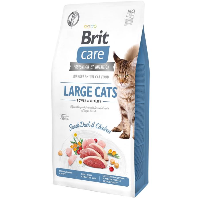 Сухой корм для кошек крупных пород Brit Care Cat GF Large cats Power & Vitality 7 кг (курица и утка) - masterzoo.ua