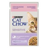 Вологий корм для котів Cat Chow Sensetive Adult pouch 85 г (лосось та кабачок)
