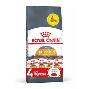 Набор сухого и влажного корма для кошек Royal Canin Hair & Skin 2 кг + 4 шт х 85 г - masterzoo.ua