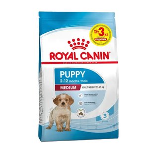 Сухий корм для цуценят Royal Canin Medium Puppy 12+3 кг - masterzoo.ua