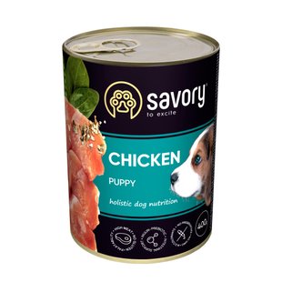 Влажный корм для щенков Savory 400 г - курица - masterzoo.ua