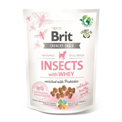 Лакомство для щенков Brit Care Dog Crunchy Cracker 200 г - насекомые, сыворотка и пробиотики - masterzoo.ua