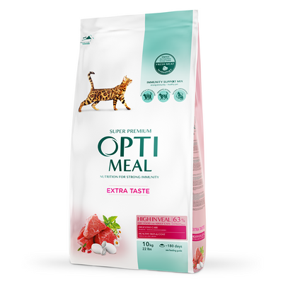Сухой корм для кошек с высоким содержанием телятины Optimeal 10 кг (телятина) - masterzoo.ua
