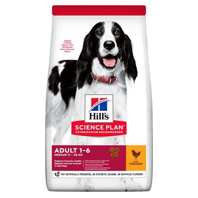 Сухий корм для дорослих собак середніх порід Hills Science Plan Adult Medium Breed 14 кг (курка) - masterzoo.ua