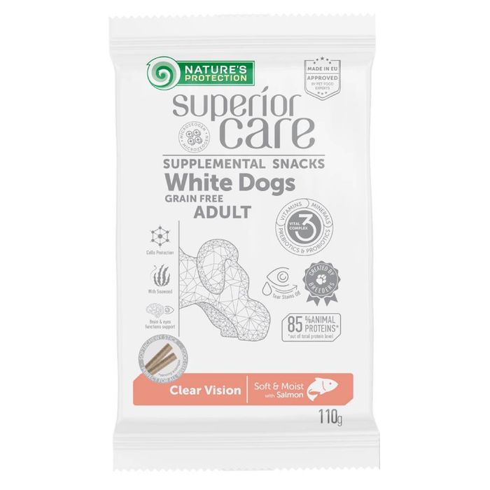 Лакомство для собак Nature's Protection Superior Care White Dogs Clear Vision 110 г - лосось - masterzoo.ua