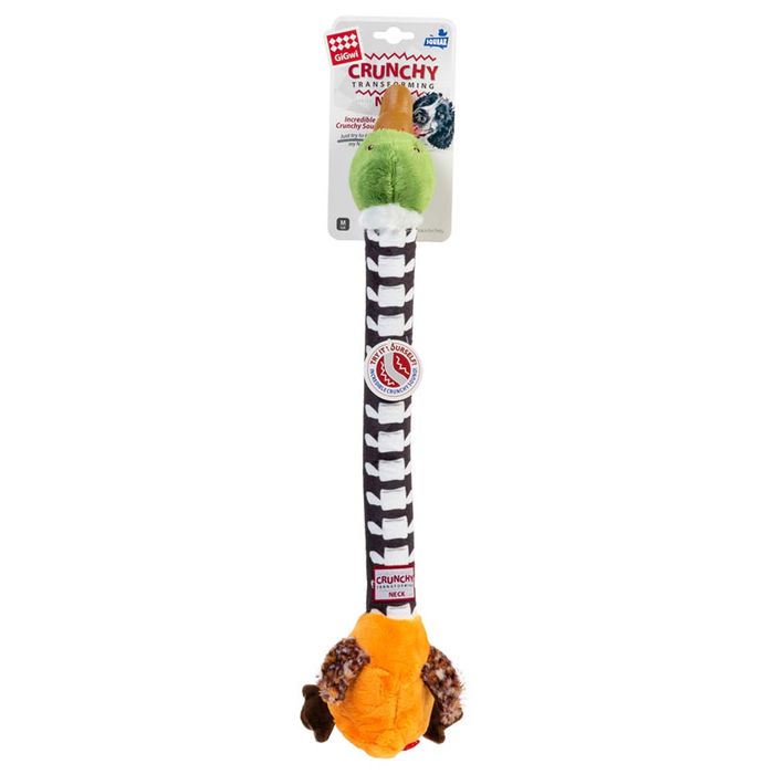 Іграшка для собак Качка з хутряною шиєю та пищалкою GiGwi Crunchy 54 см (гума/текстиль) - masterzoo.ua