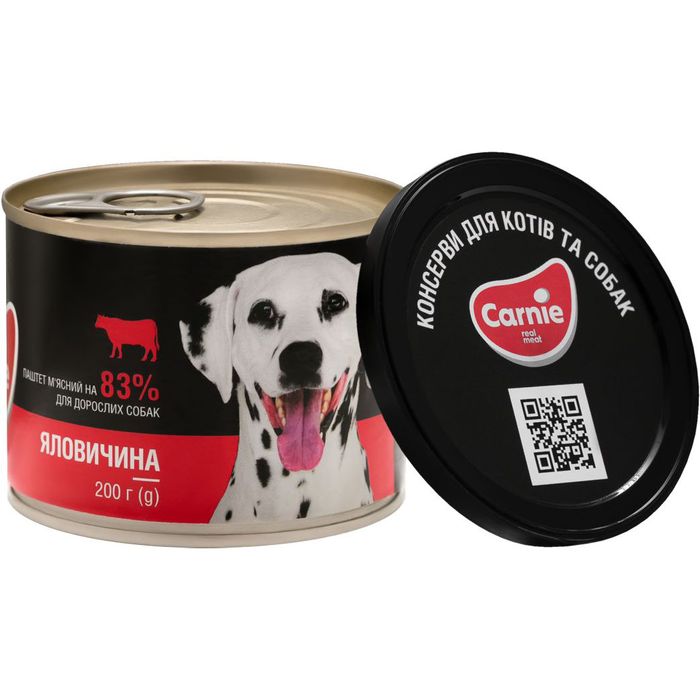 М'ясний паштет для дорослих собак зі шматочками яловичини Carnie 200 г (яловичина) - masterzoo.ua