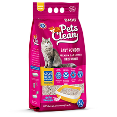 Наполнитель туалета для кошек Pets Clean Baby Powder 5 л (бентонитовый) - masterzoo.ua