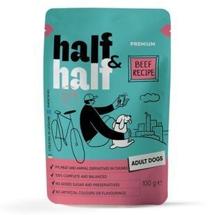 Вологий корм для собак Half&Half Adult 100 г - яловичина - masterzoo.ua