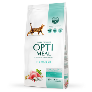 Сухой корм для кошек Optimeal Sterilised 10 кг - индейка и овес - masterzoo.ua