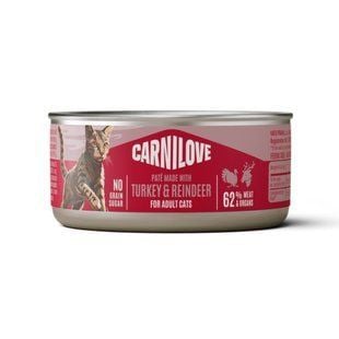 Вологий корм для котів Carnilove Adult Pate 100 г - індичка та північний олень - masterzoo.ua