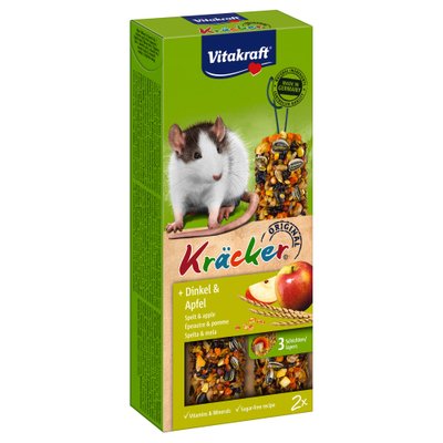 Ласощі для пацюків Vitakraft «Kracker Original + Spelt & Apple» 112 г / 2 шт. (спельта та яблуко) - masterzoo.ua