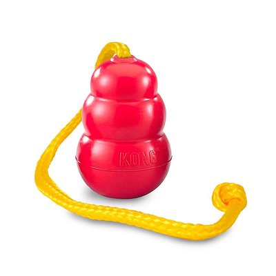Іграшка для собак груша-годівниця з мотузкою Kong Classic 8,9 x 5,7 x 3,8 см (каучук) - masterzoo.ua