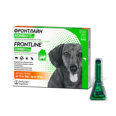 Краплі на холку для собак Boehringer Ingelheim (Merial) «Frontline Combo» (Фронтлайн Комбо) від 2 до 10 кг, 1 піпетка (від зовнішніх паразитів) - masterzoo.ua