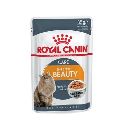 Вологий корм для котів, шерсть яких вимагає додаткового догляду Royal Canin Intense Beauty Jelly 85 г (домашня птиця) - masterzoo.ua