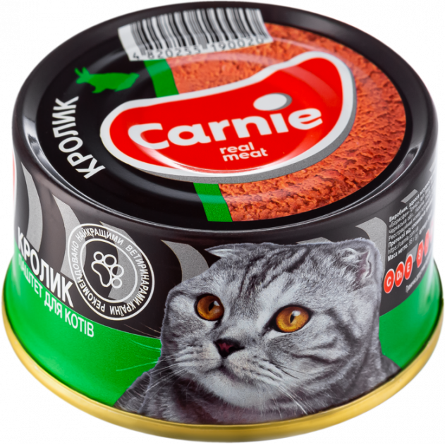 Мясной паштет Carnie для взрослых кошек 95 г (кролик) - masterzoo.ua