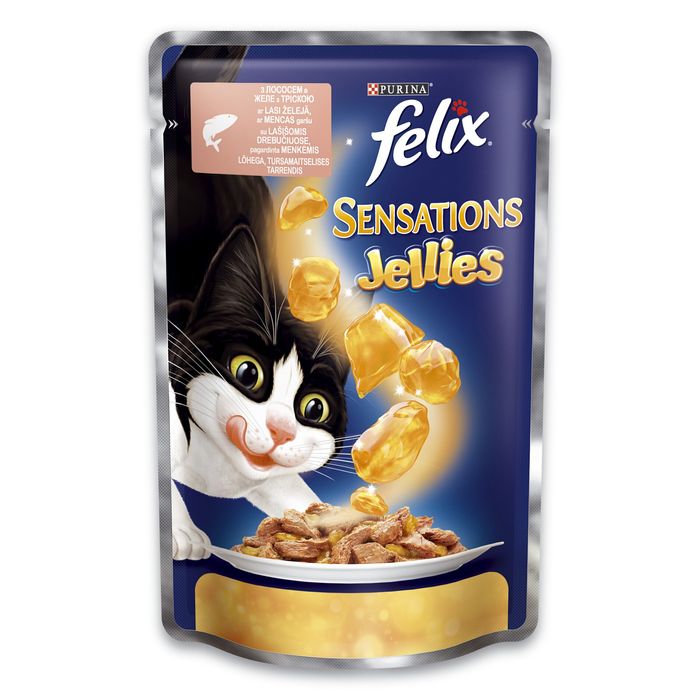 Вологий корм для котів Felix Sensations Jellies Salmon & Cod 100 г - лосось та тріска - masterzoo.ua