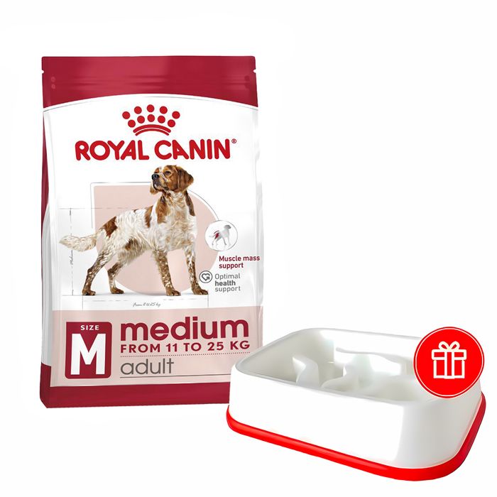 Сухой корм для собак Royal Canin Medium Adult 4 кг + кормушка в подарок - masterzoo.ua