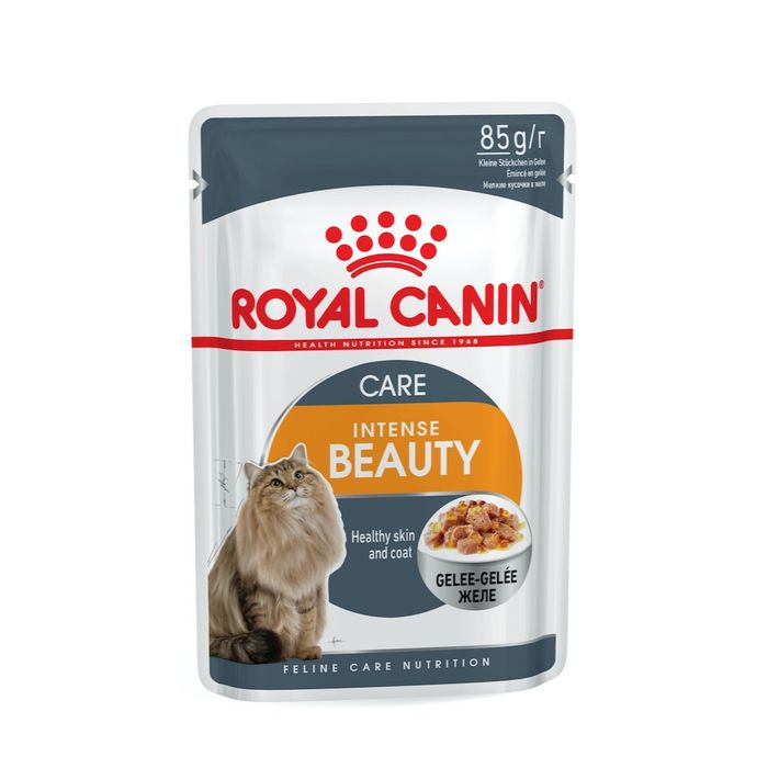 Влажный корм для кошек, шерсть которых требует дополнительного ухода Royal Canin Intense Beauty Jelly 85 г (домашняя птица) - masterzoo.ua