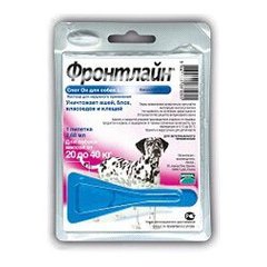Краплі на холку для собак Merial «Frontline» (Фронтлайн) від 20 до 40 кг, 1 піпетка (від зовнішніх паразитів) - masterzoo.ua