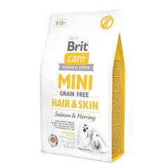Сухой корм для собак миниатюрных пород, шерсть которых требует дополнительного ухода Brit Care Mini GF Hair & Skin 2 кг (лосось и сельдь) - masterzoo.ua