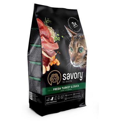 Сухой корм для взрослых капризных кошек Savory 400 г (индейка и утка) - masterzoo.ua