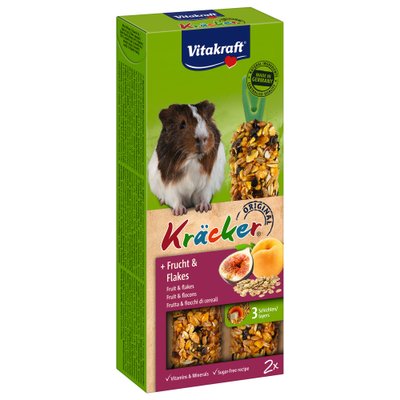 Ласощі для морських свинок Vitakraft «Kracker Original + Frucht & Flakes» 112 г / 2 шт. (фрукти та пластівці) - masterzoo.ua
