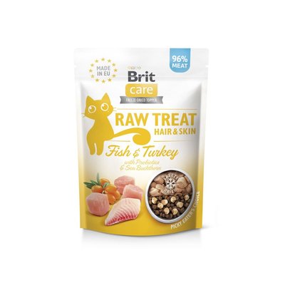 Ласощі для котів Brit Raw Treat Hair & Skin Freeze-dried 40 г - риба та індичка - masterzoo.ua