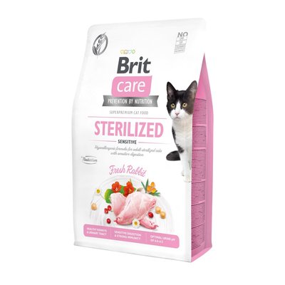 Сухой корм для кошек Brit Care Cat Grain Free Sterilized Sensitive 2 кг - кролик - masterzoo.ua