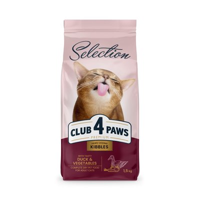 Сухой корм для котов Club 4 Paws Premium Selection 1,5 кг - утка и овощи - masterzoo.ua