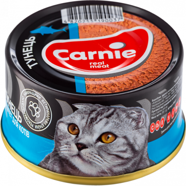М'ясний паштет Carnie для дорослих котів 95 г (тунець) - masterzoo.ua