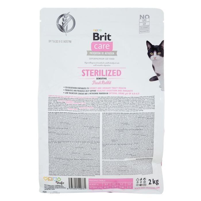 Сухий корм для котів Brit Care Cat Grain Free Sterilized Sensitive 2 кг - кролик - masterzoo.ua