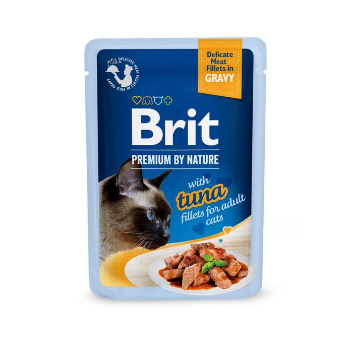 Влажный корм для котов Brit Premium Delicate Fillets in Gravy Tuna 85 г - филе тунца в соусе - masterzoo.ua