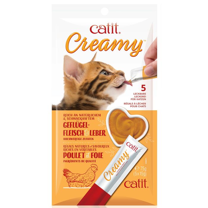 Ласощі для котів Catit «Creamy» 75 г / 5 шт. (курка та печінка) - masterzoo.ua