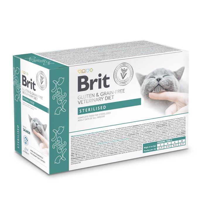 Набор влажных кормов Brit GF VetDiet Care Sterilised pouch 12 шт х 85 г - лосось - masterzoo.ua