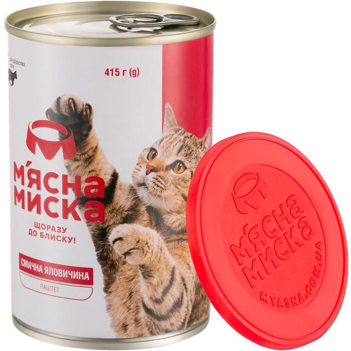 Паштет для дорослих котів М'ясна миска 415 г (яловичина) - masterzoo.ua