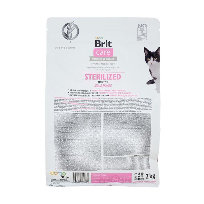 Сухий корм для котів Brit Care Cat Grain Free Sterilized Sensitive 2 кг - кролик - masterzoo.ua