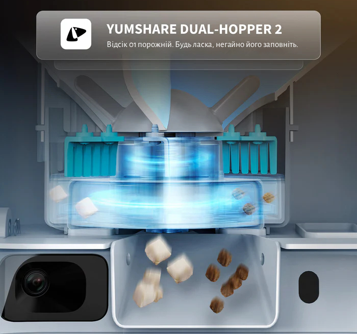 Наявність системи оповіщень у смарт-годівниці Petkit YumShare Dual-hopper 2