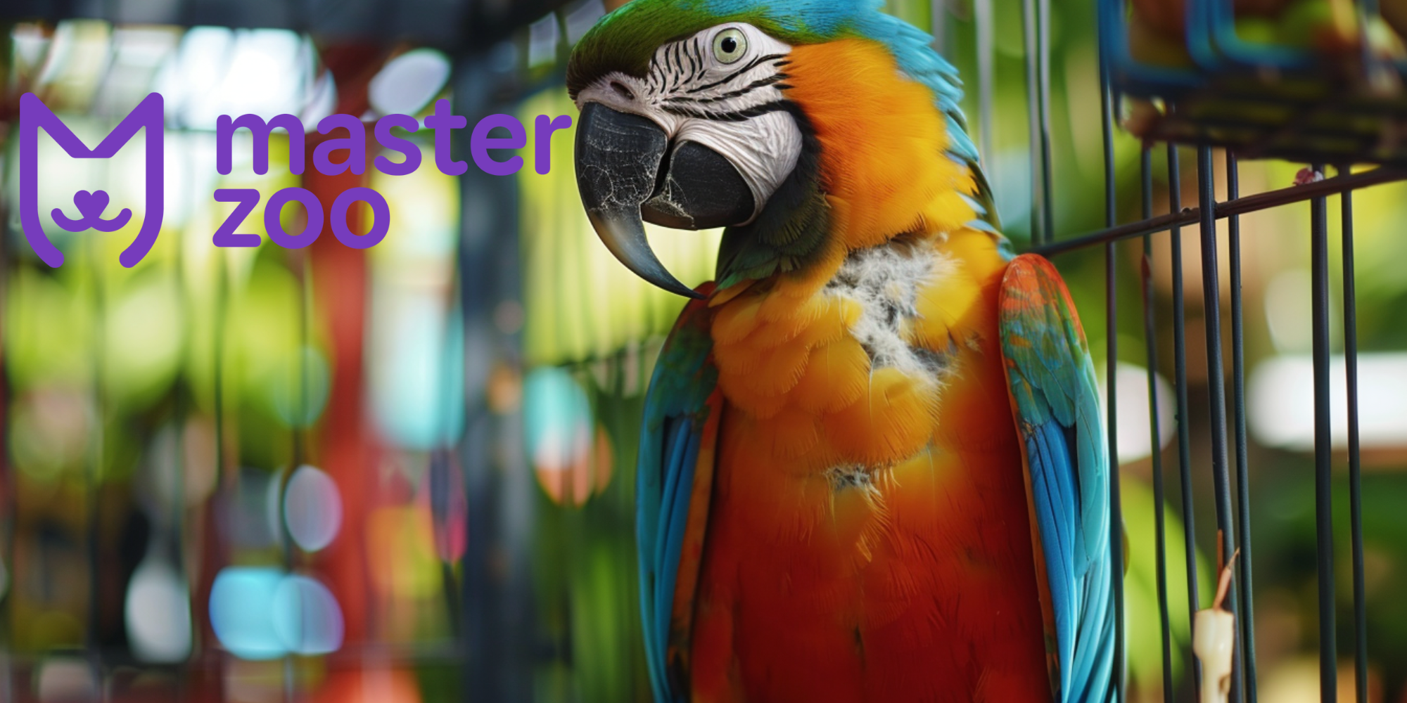 попугай разноцветный в клетке | Зоомагазин MasterZoo